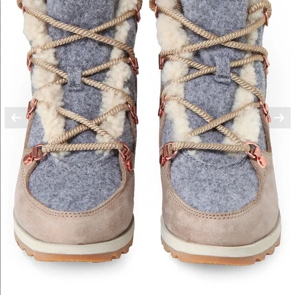 Sorel Sneakchic Alpine Shearling and Leather Laceup Boots Size 8 - Picture 5 of 16